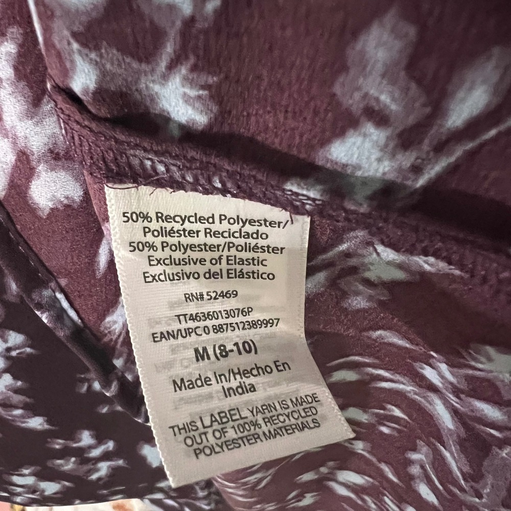 Burgundy Wine long sleeve Floral Flowy Ruffle Blouse Women M 8-10 NWT - Picture 5 of 6
